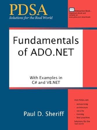 Fundamentals Of Ado Net With Examples In C# And V B Net 1st Edition ...