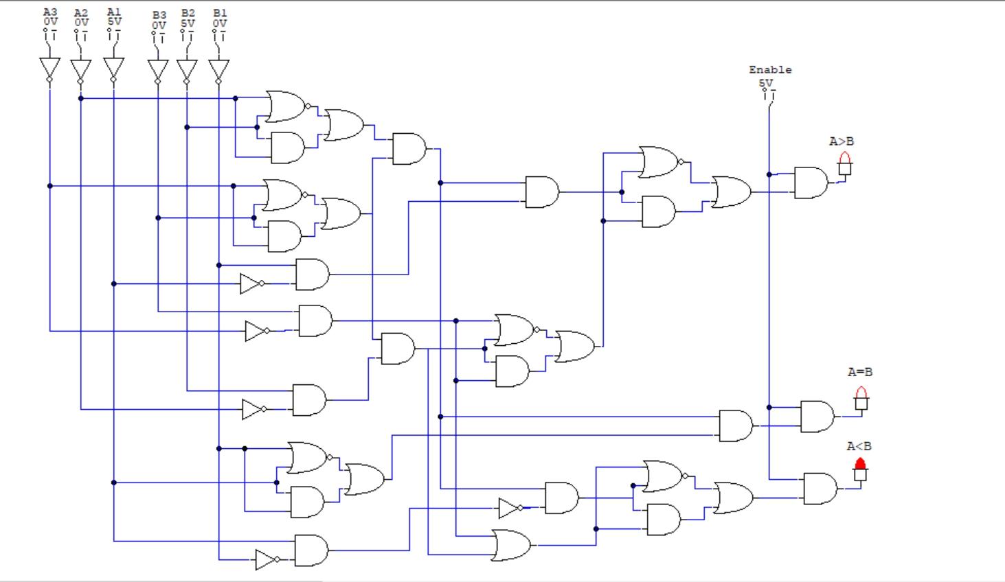 [SOLVED] Explain in detail about how this circuit (3 bit comparator ...