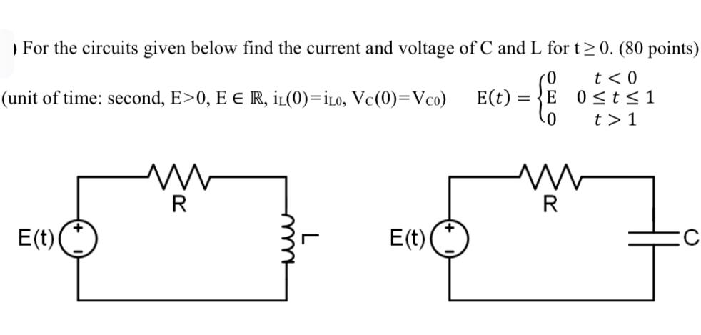 [SOLVED] | For the circuits given below find the current and voltage (1 ...