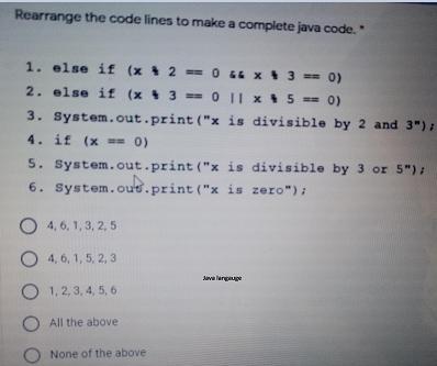 [SOLVED] Rearrange the code lines to make a complete java code. 1. (1 ...