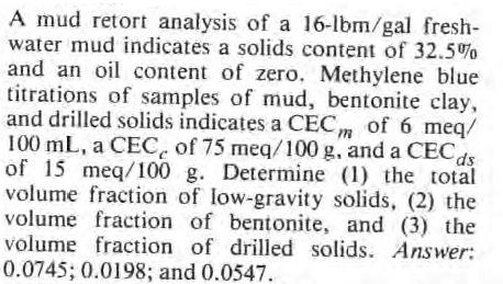 [SOLVED] A mud retort analysis of a 16-lbm/gal fresh- water mud ...