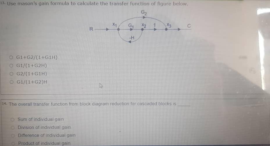 [SOLVED] G 13. Use mason's gain formula to calculate the transfer ...