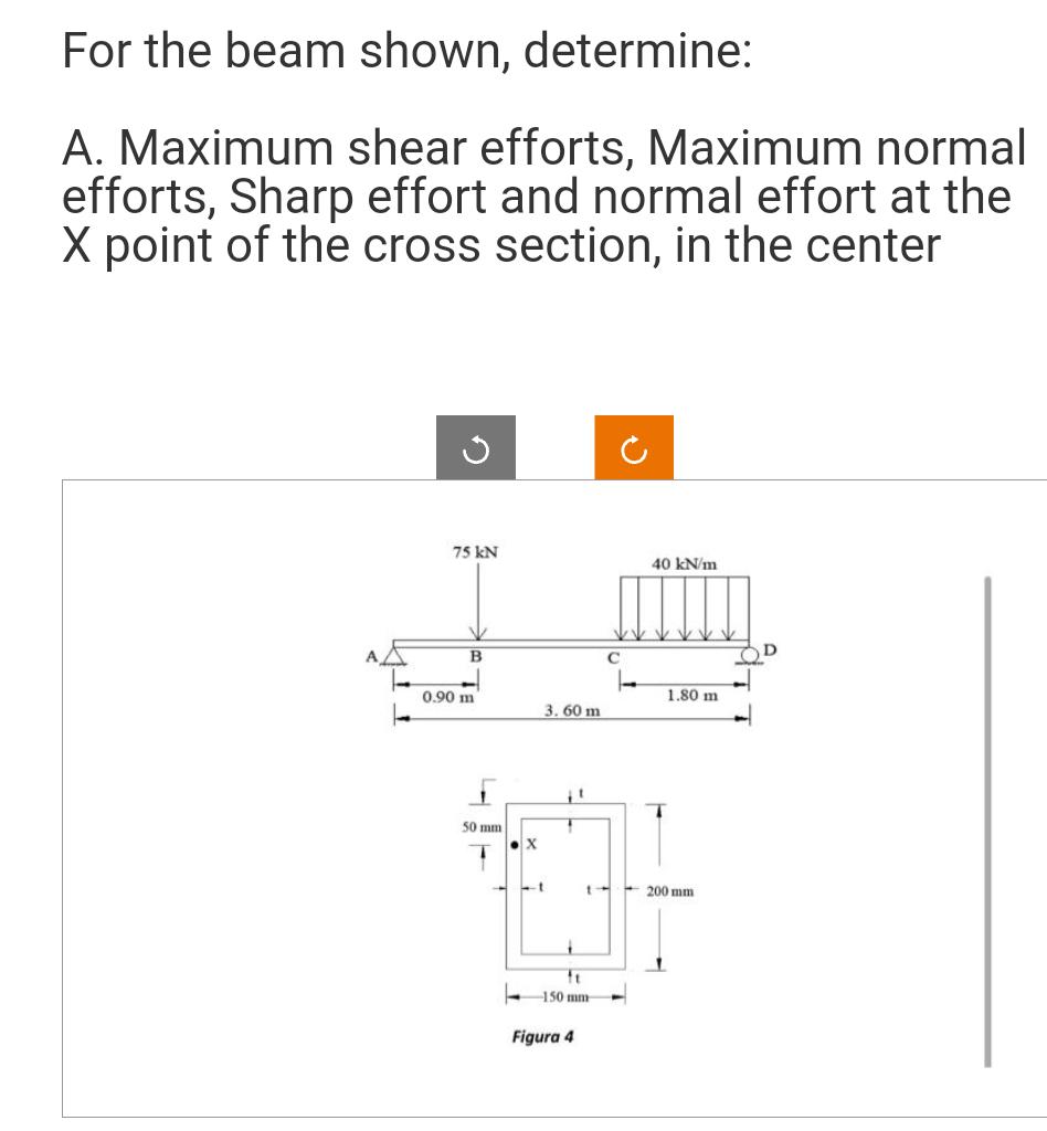 [SOLVED] For the beam shown, determine: A. Maximum shear efforts ...
