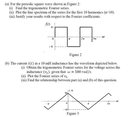 [SOLVED] (a) For the periodic square wave shown in Figure 2: (1) (1 ...