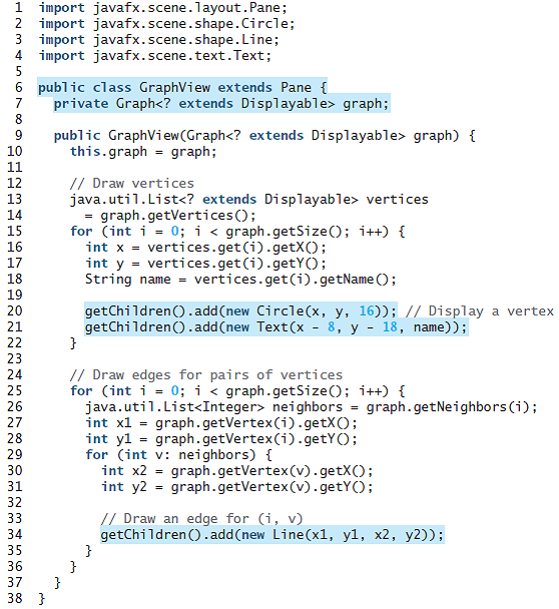 [SOLVED] Revise GraphView in Listing 28.6 to display a weighted graph ...