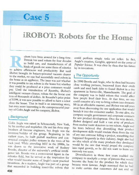 [SOLVED] Case 5 iROBOT: Robots for the Home R obots have been (1 Answer ...