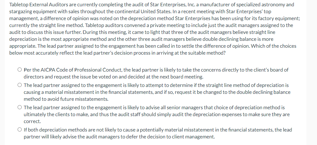 [SOLVED] Tabletop External Auditors are currently completing the audit ...