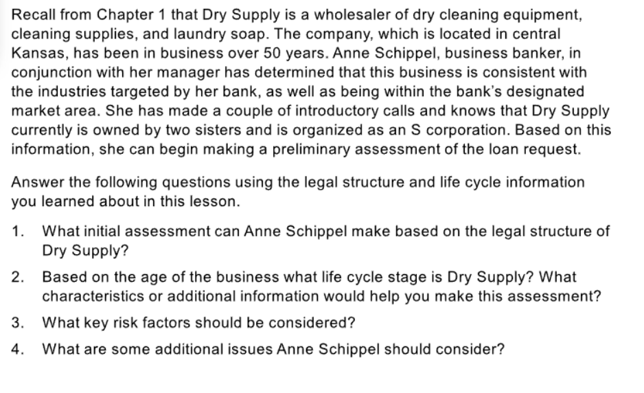 [SOLVED] Recall from Chapter 1 that Dry Supply is a wholesaler of (1 ...