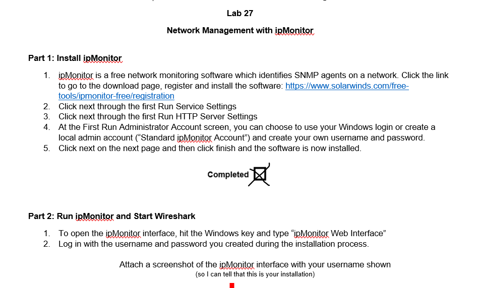 [SOLVED] Lab 27 Network Management with ipMonitor Part 1: Install ...