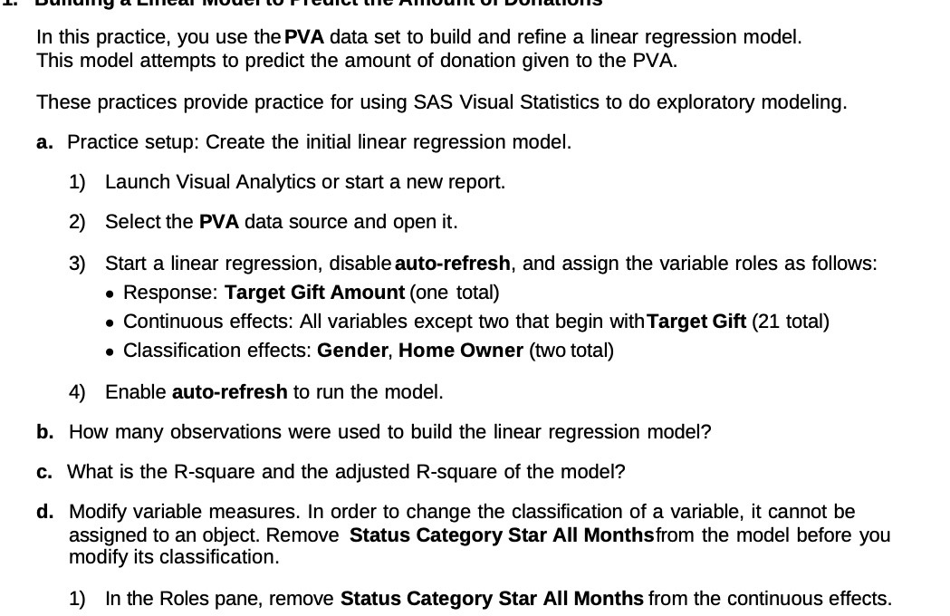 [SOLVED] In this practice, you use the PVA data set to build (1 Answer ...