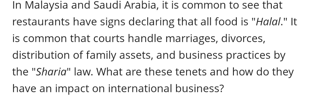 [SOLVED] how Sharia effect on international business In Malaysia and ...