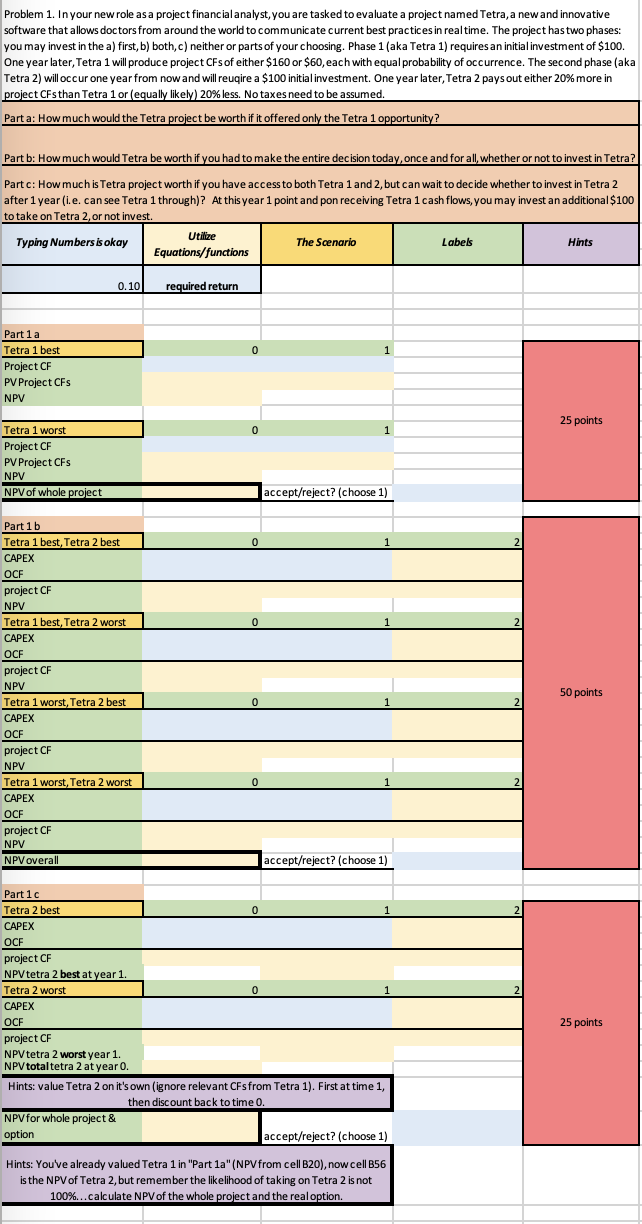 [SOLVED] Problem 1 . In your new role as a project financial (1 Answer ...