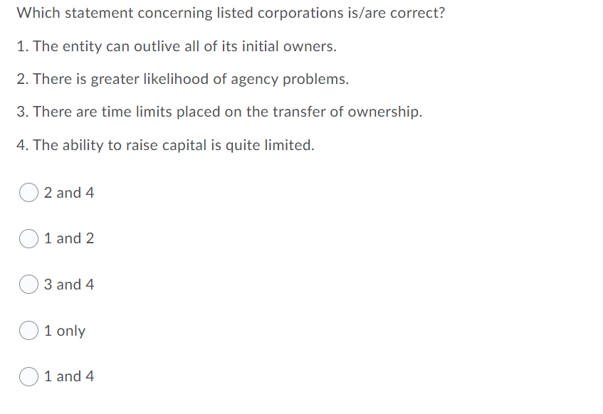 [SOLVED] Which statement concerning listed corporations is/are correct ...