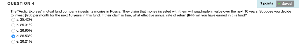 [SOLVED] The Arctic Express mutual fund company invests its monies in ...