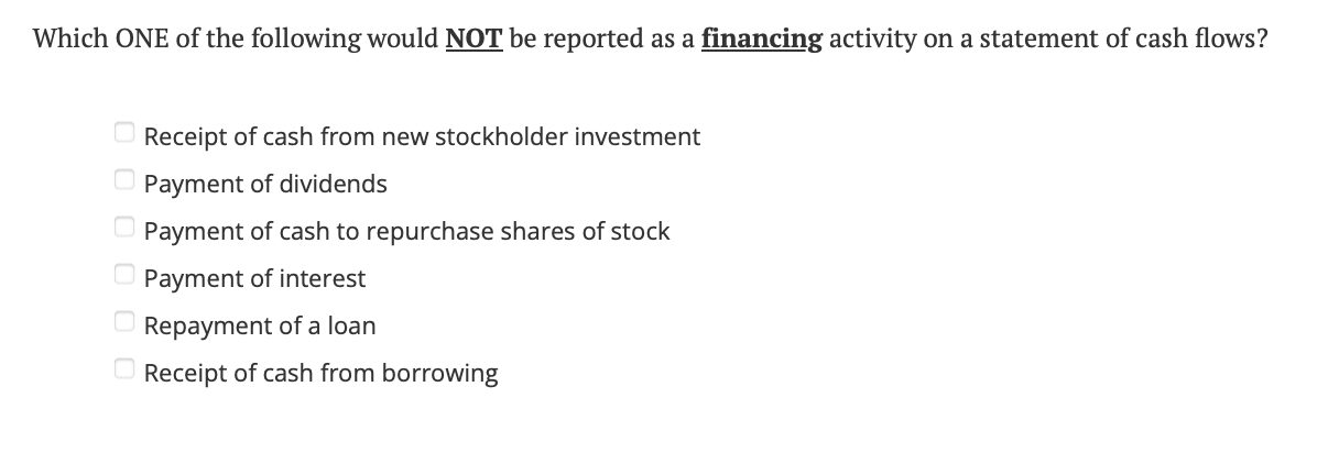 [SOLVED] Which ONE of the following would NOT be reported as a (1 ...