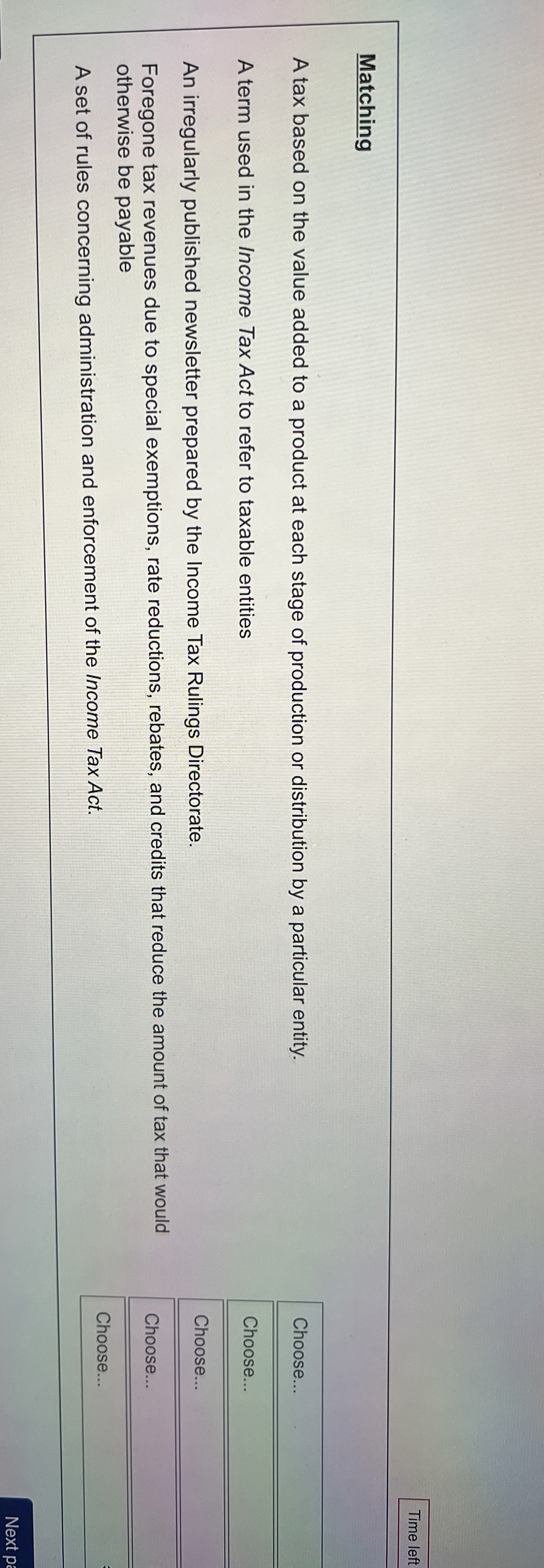 [SOLVED] Matching A tax based on the value added to a product (1 Answer ...