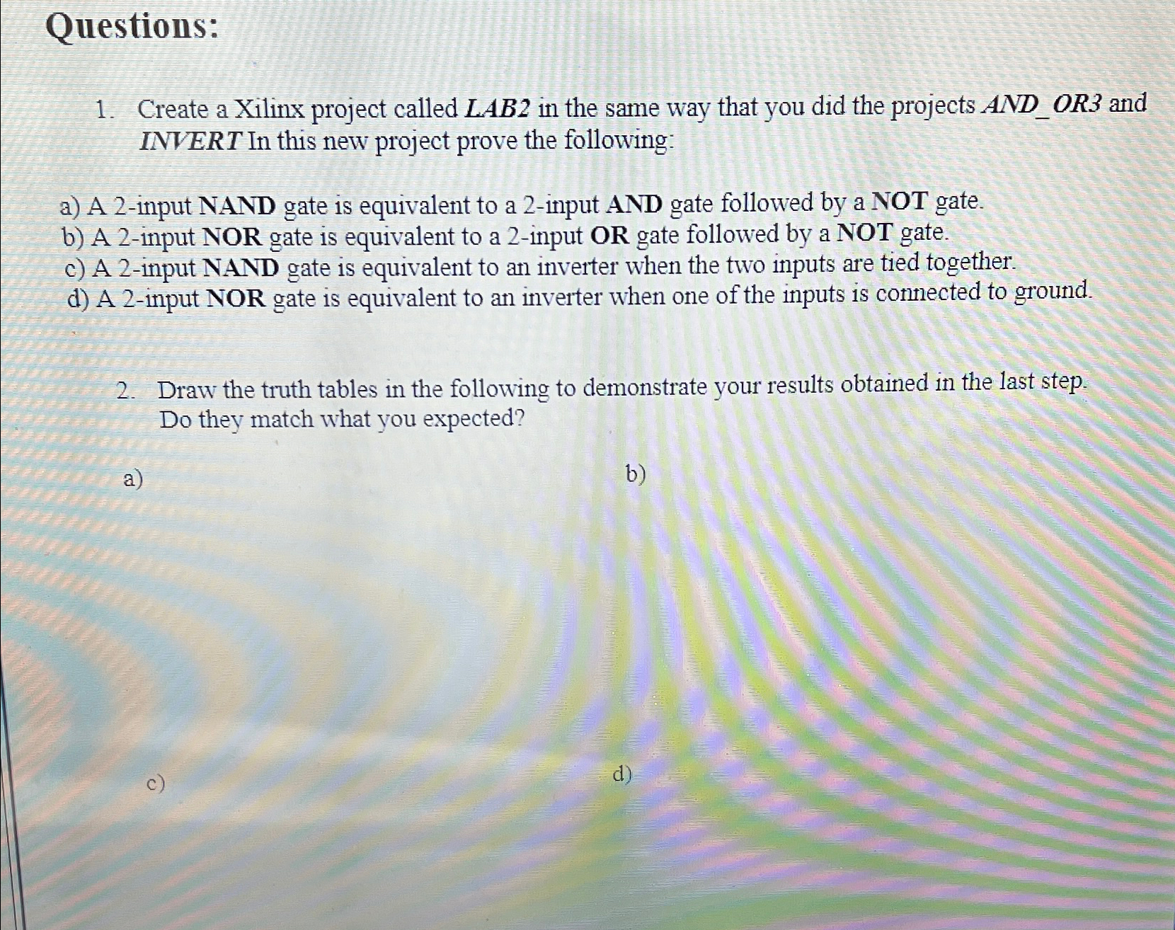 [SOLVED] Questions: Create a Xilinx project called LAB2 in the same way ...