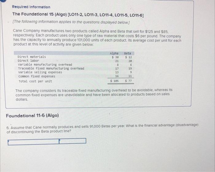 [SOLVED] 1-7 ch 11 F Required Information The Foundational 15 (Algo ...