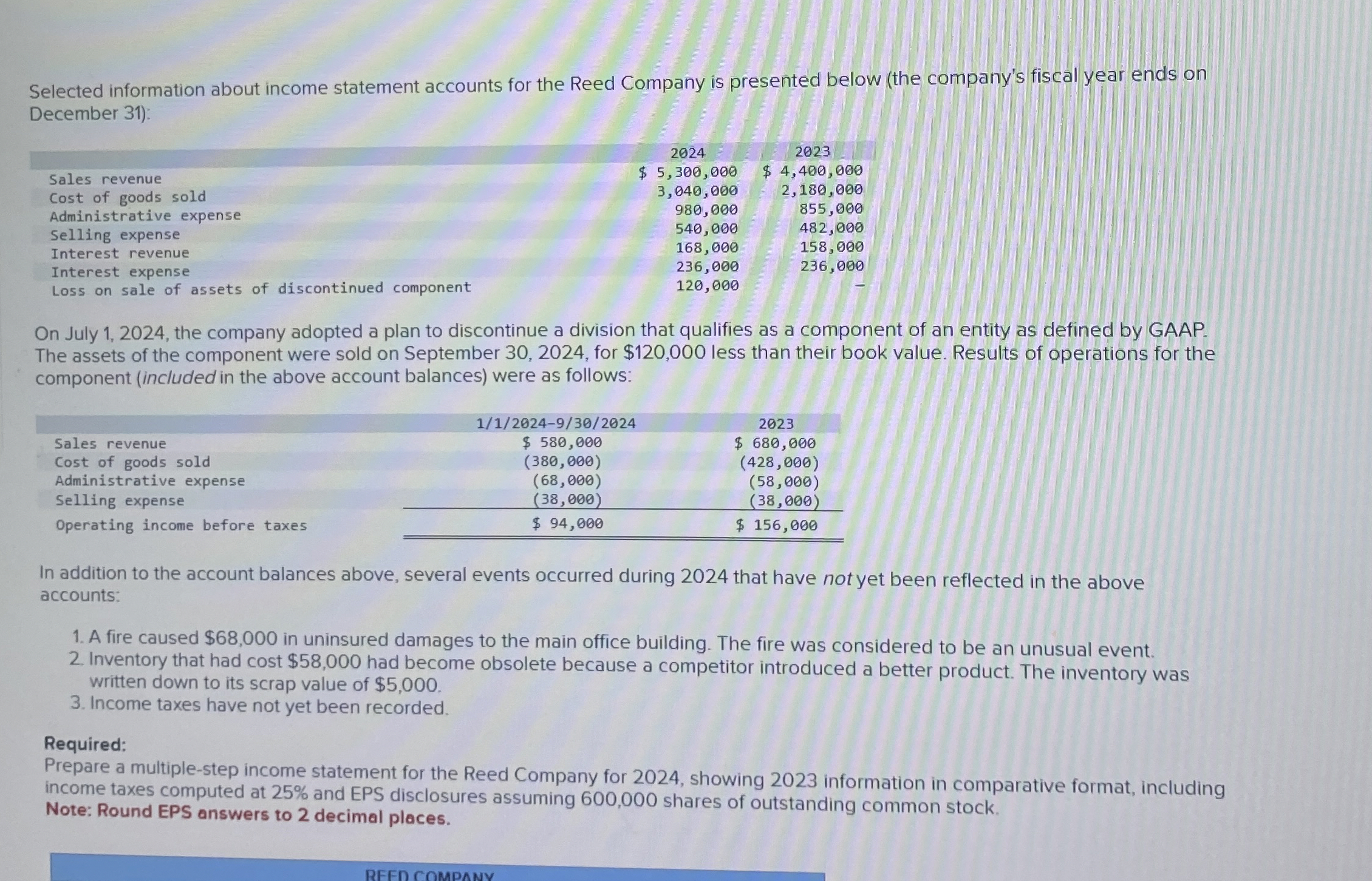 [SOLVED] Selected information about income statement accounts for the ...