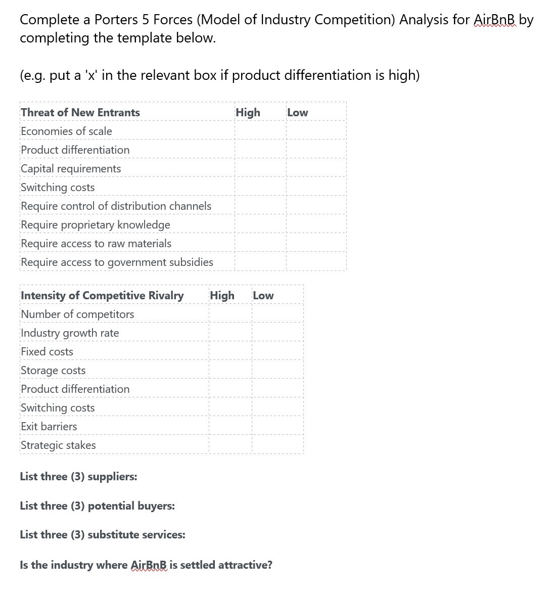 [SOLVED] Complete a Porters 5 Forces (Model of Industry Competition ...