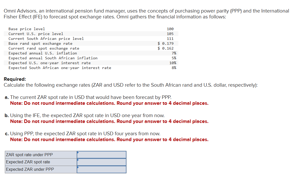 [SOLVED] Required: Calculate the following exchange rates ( ZAR and USD ...