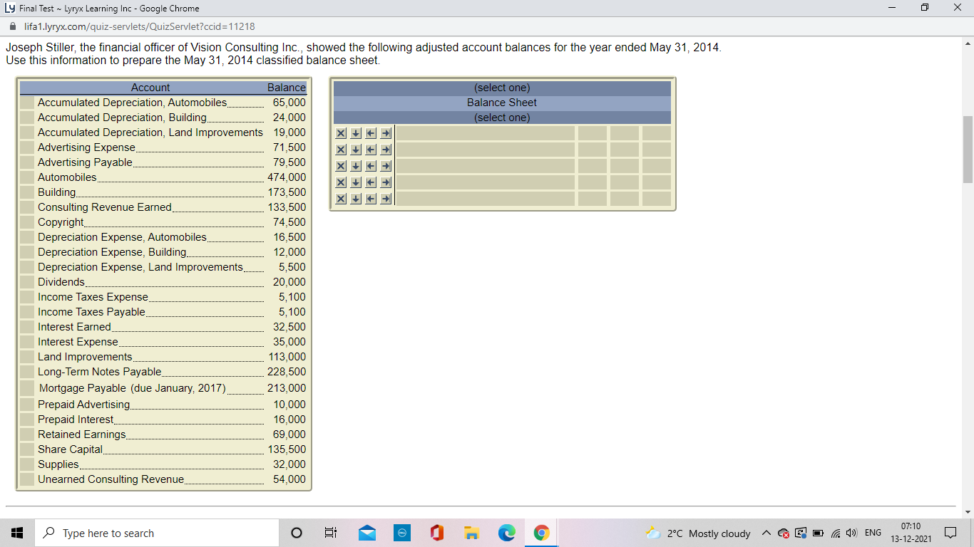 [SOLVED] Ly Final Test ~ Lyryx Learning Inc - Google Chrome - (1 Answer ...