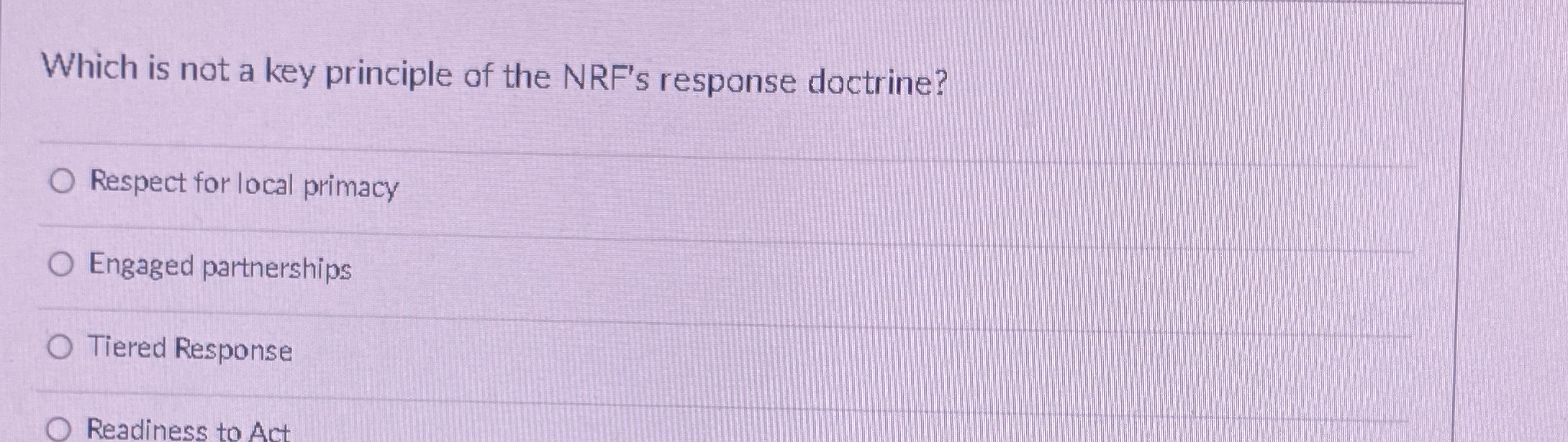 [SOLVED] Which is not a key principle of the NRF ' s (1 Answer ...