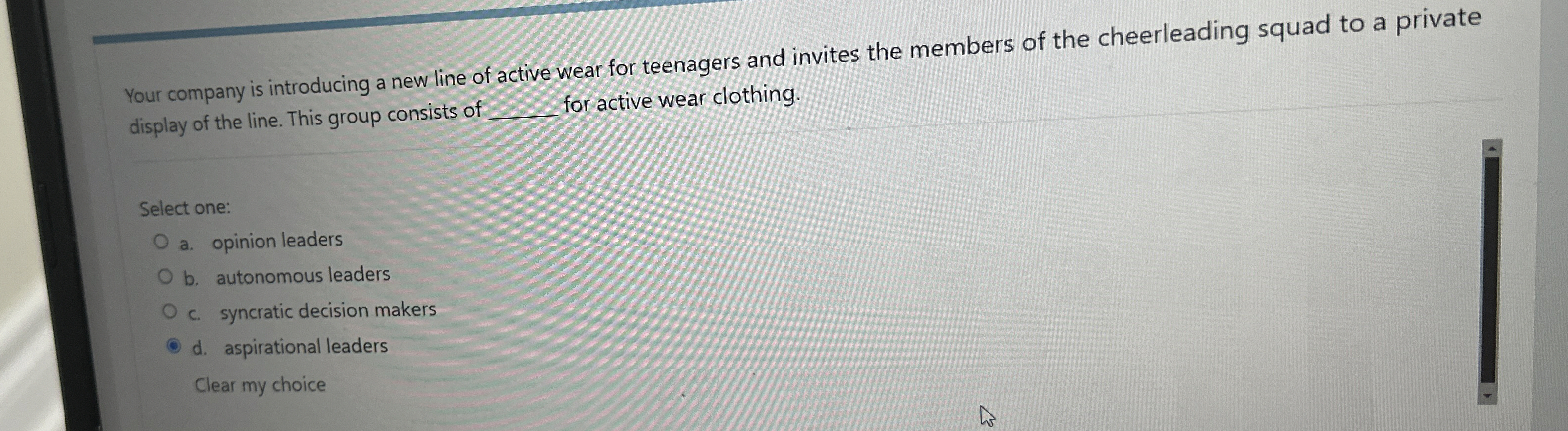 [SOLVED] Your company is introducing a new line of active wear for (1 ...
