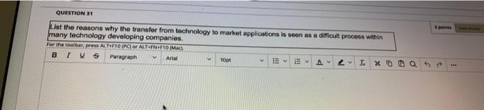 [SOLVED] QUESTION 31 List the reasons why the transfer from technology ...