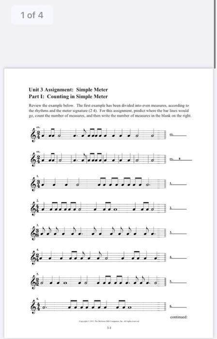 [SOLVED] 1 of 4 Unit 3 Assignment: Simple Meter Part I: Counting (1 ...