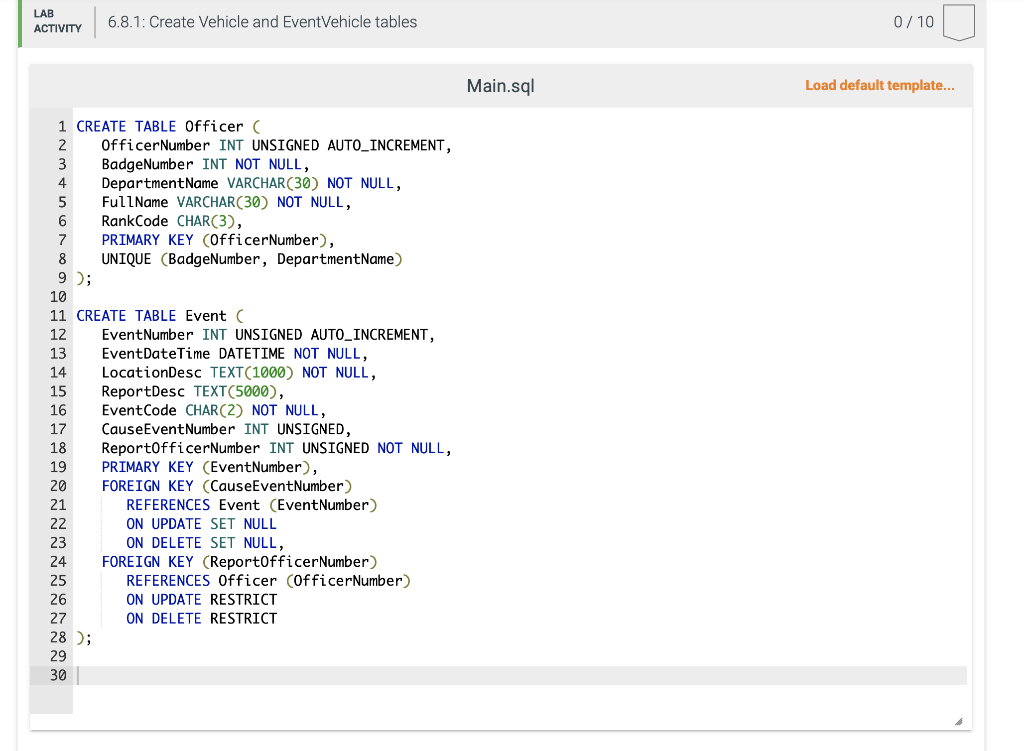 [SOLVED] Create Vehicle and EventVehicle tables The California DMV's ...