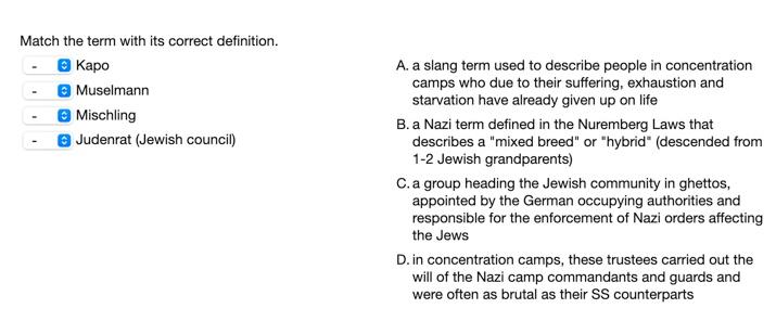 [SOLVED] Match the term with its correct definition. Muselmann ...
