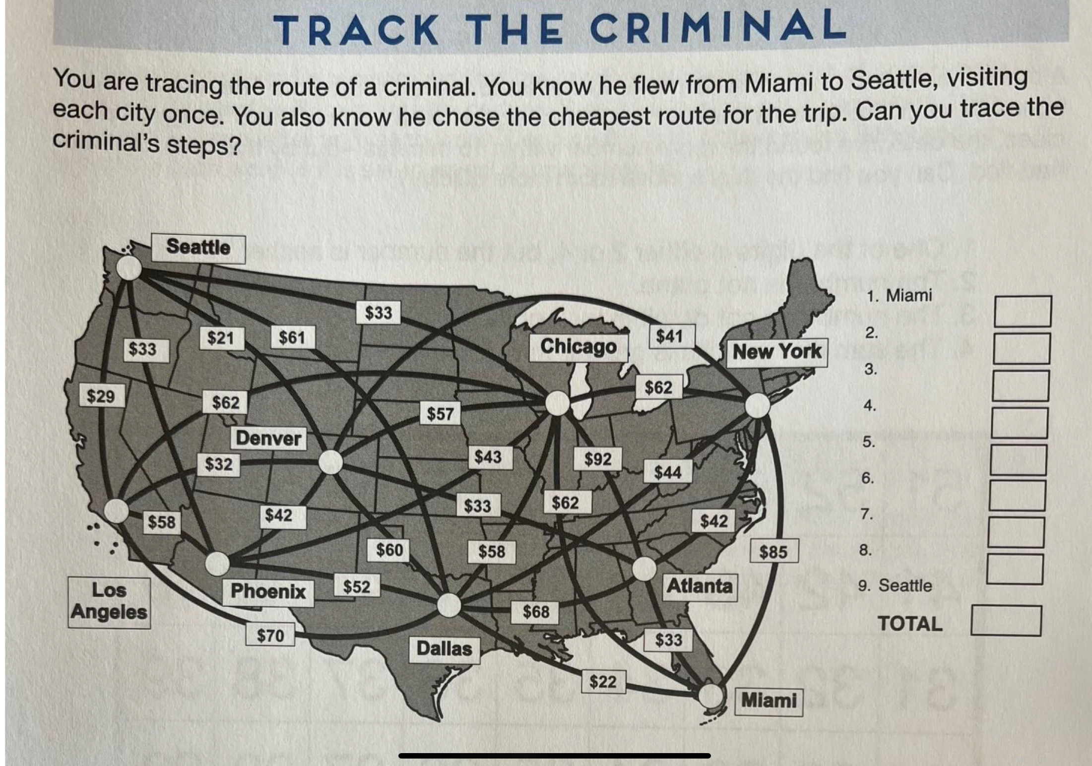 [SOLVED] TRACK THE CRIMINAL You are tracing the route of a criminal. (1 ...