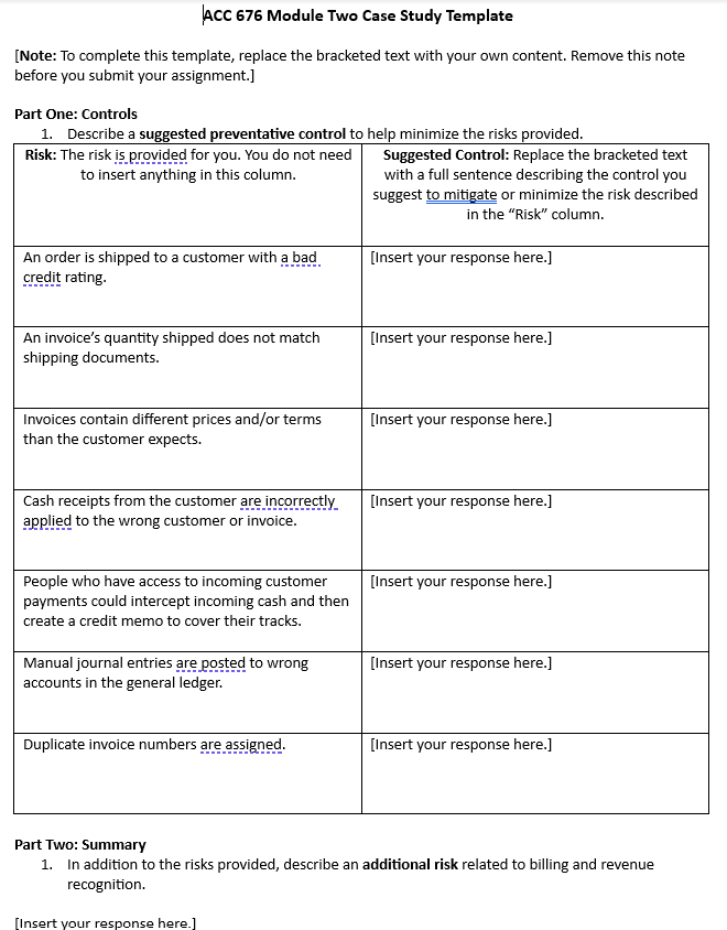 [SOLVED] ACC 676 Module Two Case Study Guidelines and Rubric Scenario ...