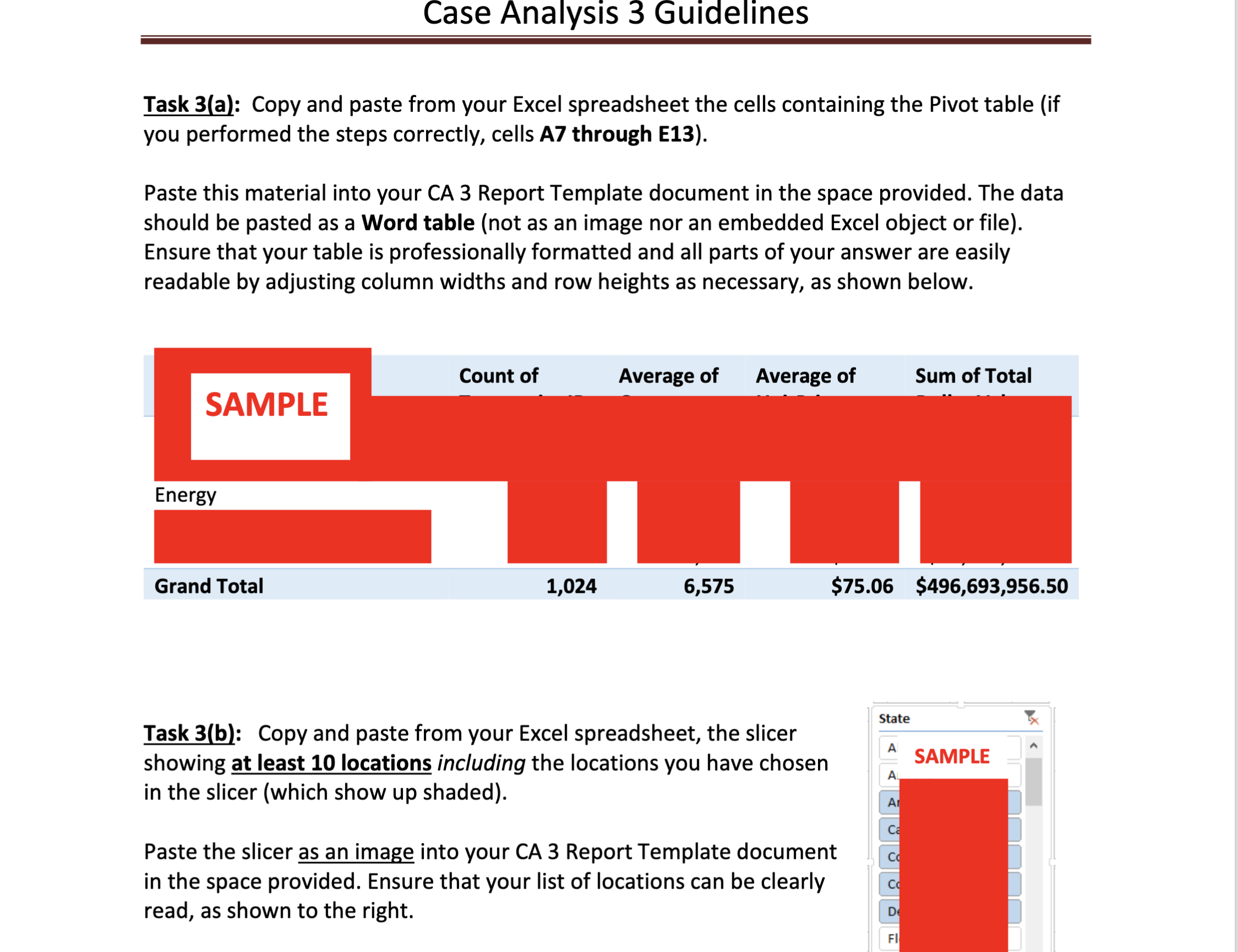 [SOLVED] Task 3 Pivot table Follow the directions shown below to ...