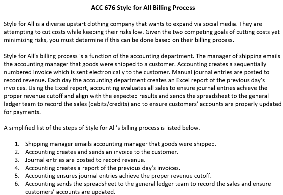 [SOLVED] ACC 676 Module Two Case Study Guidelines and Rubric Scenario ...