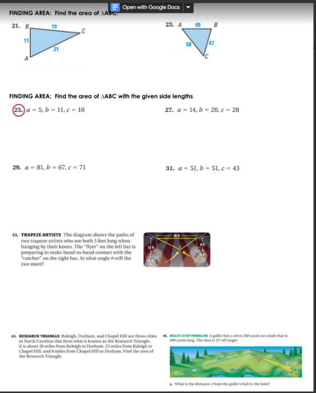 [SOLVED] Open with Google Docs FINDING AREA: Find the area of bc. (1 ...