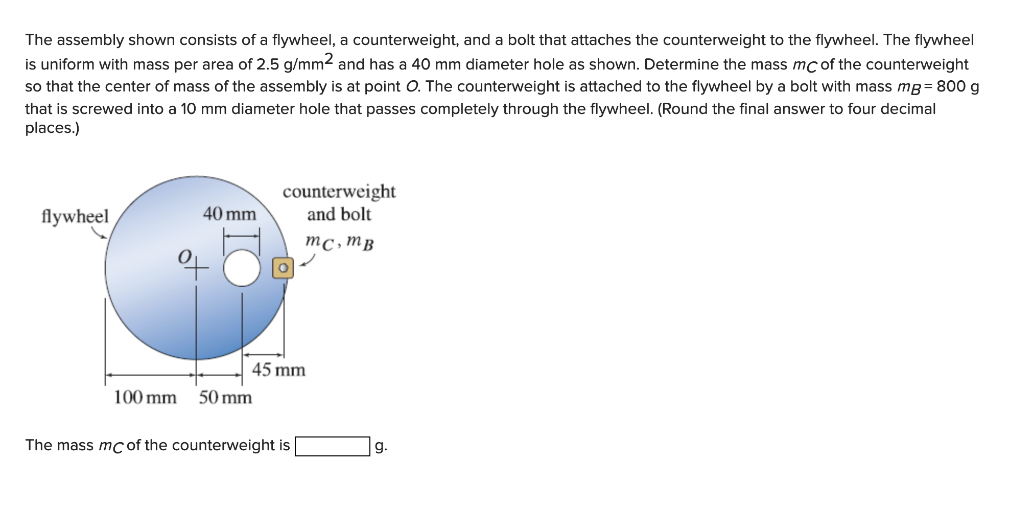 [SOLVED] The assembly shown consists of a flywheel, a counterweight ...