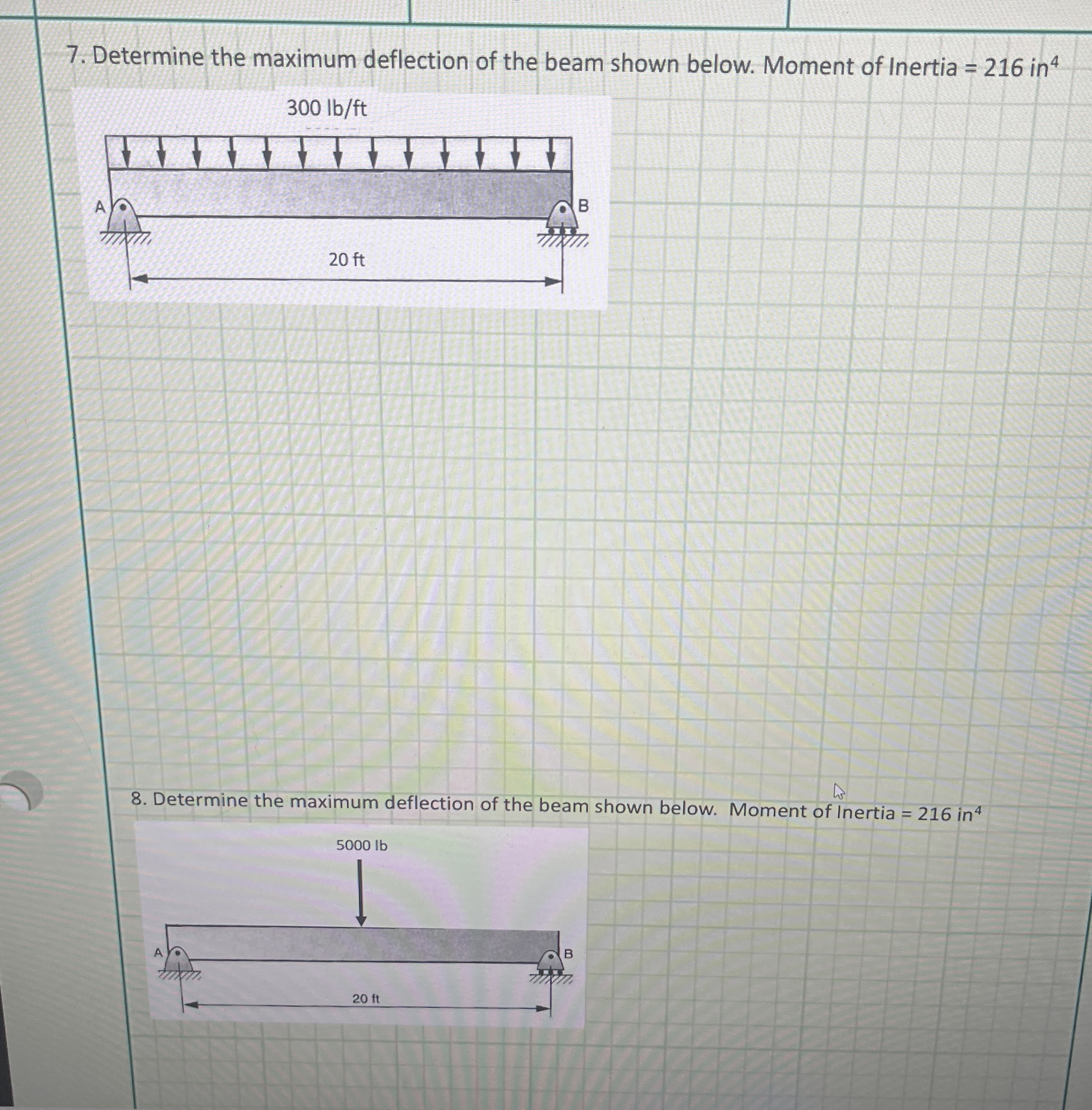 [SOLVED] 1 . Determine the maximum deflection of the beam shown below ...
