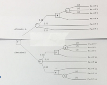 [SOLVED] Given is a Decision Tree Diagram . The Payoffs 1-14 are (1 ...