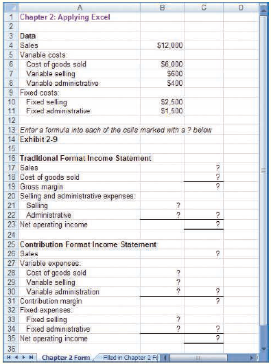 [SOLVED] The Excel worksheet form that appears below is to be used (1 ...