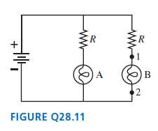 [SOLVED] Bulbs A and B in FIGURE Q28.11 are identical, and both (1 ...
