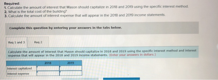 [SOLVED] Problem 10-9 Interest capitalization; specific interest method ...