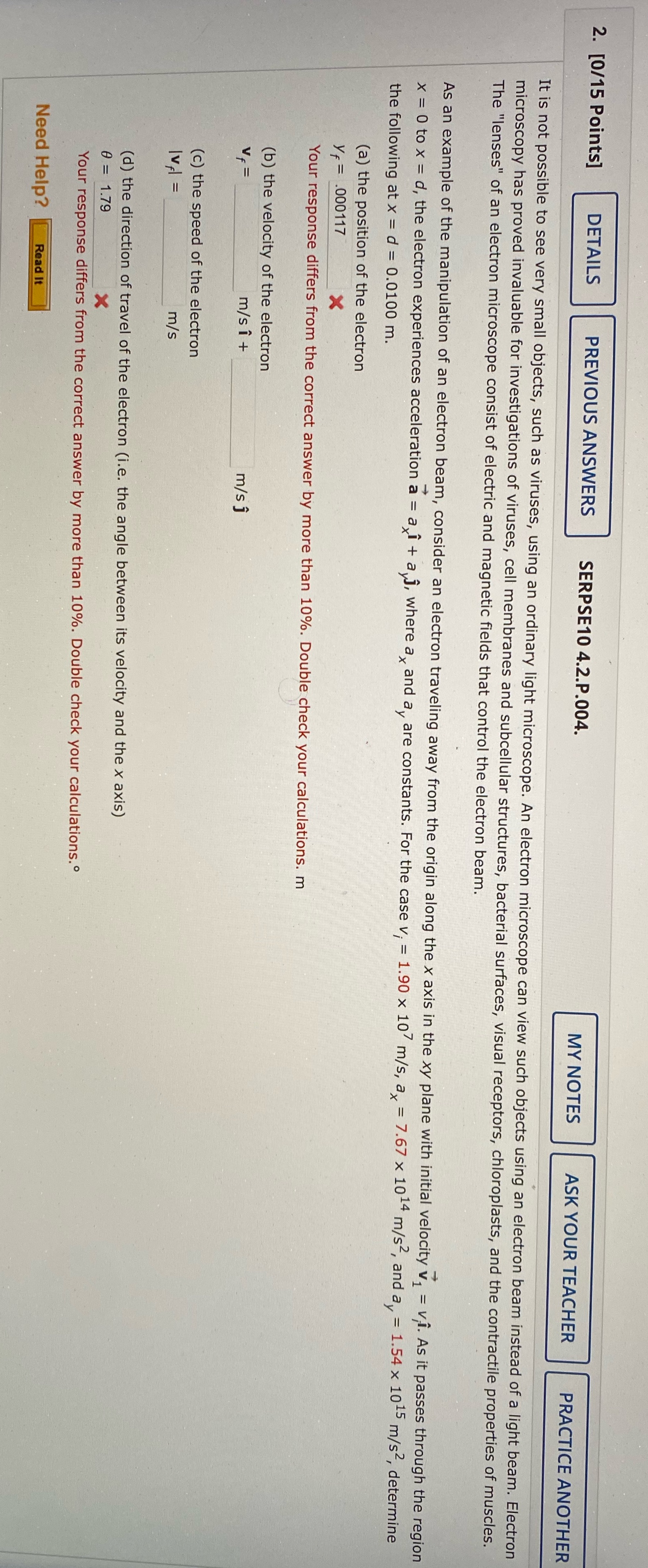 [SOLVED] University physics 1 2. [0/15 Points] DETAILS PREVIOUS ANSWERS ...
