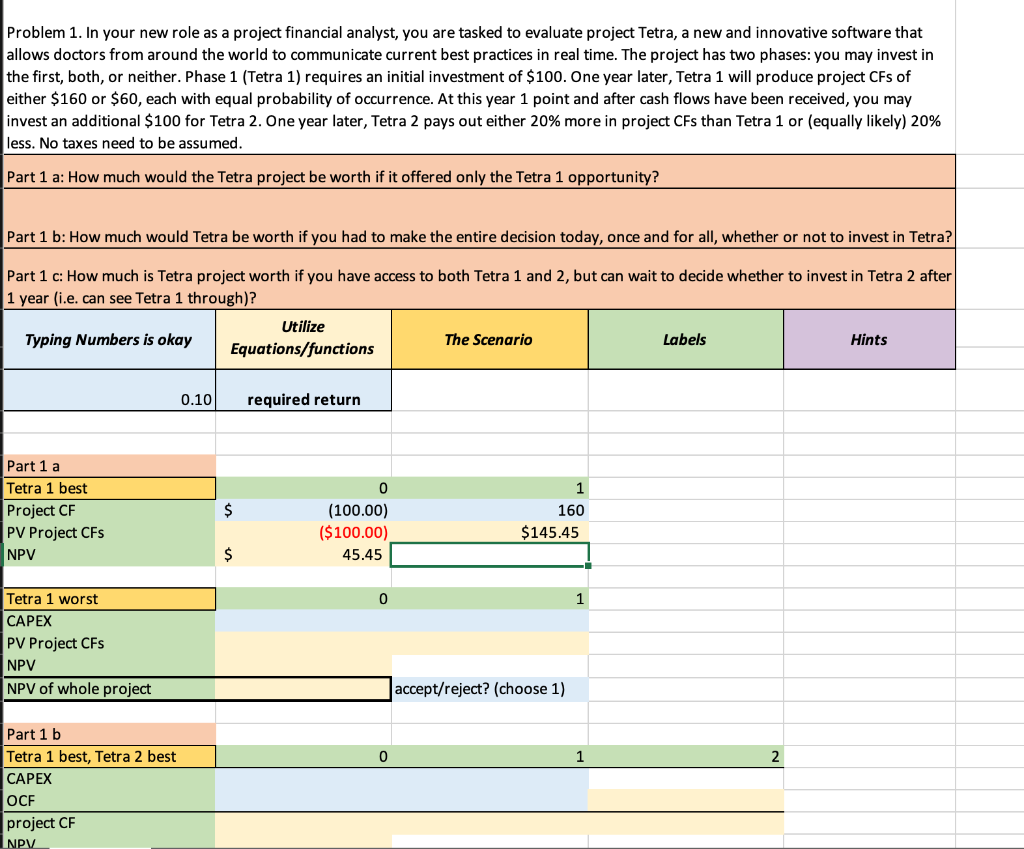 [SOLVED] Problem 1. In your new role as a project financial analyst, (1 ...