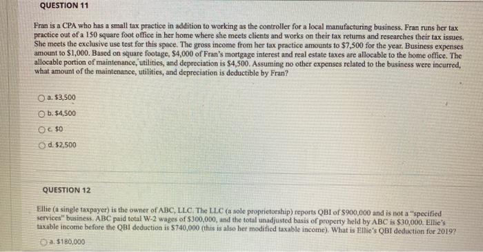 [SOLVED] QUESTION 11 Fran is a CPA who has a small tax (1 Answer ...