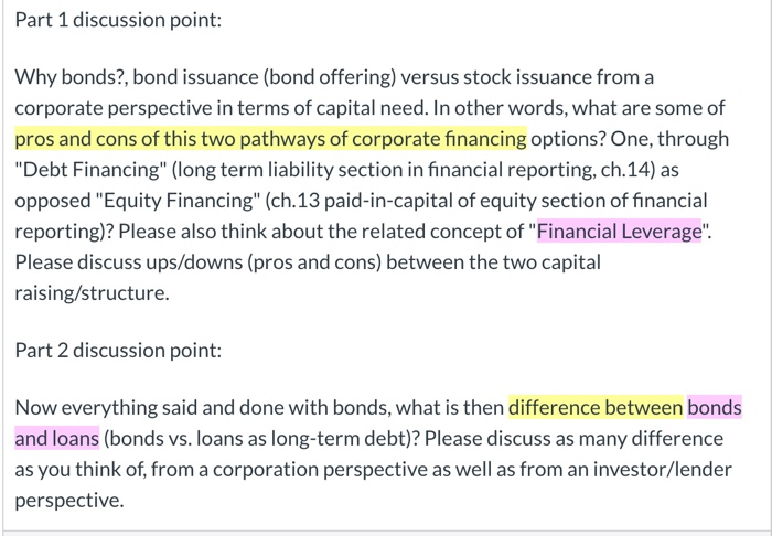 [SOLVED] Part 1 discussion point: Why bonds?, bond issuance (bond ...