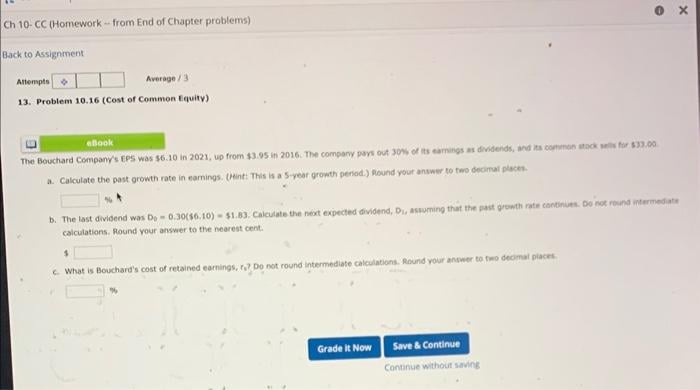 [SOLVED] Ch 10- CC (Homework from End of Chapter problems) Back to (1 ...