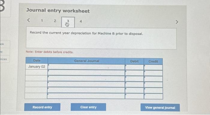 [SOLVED] Journal entry worksheet Record the disposal of Machine A. Note ...