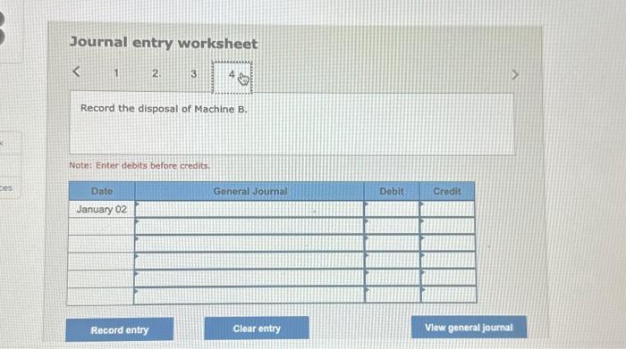 [SOLVED] Journal entry worksheet Record the disposal of Machine A. Note ...